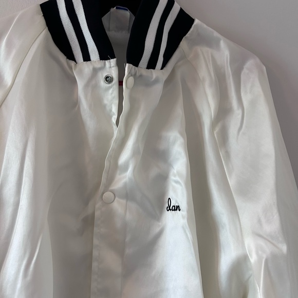 VINTAGE SATIN VARSITY JACKET • Ivory/off White ( not white) • XL - Picture 2 of 9